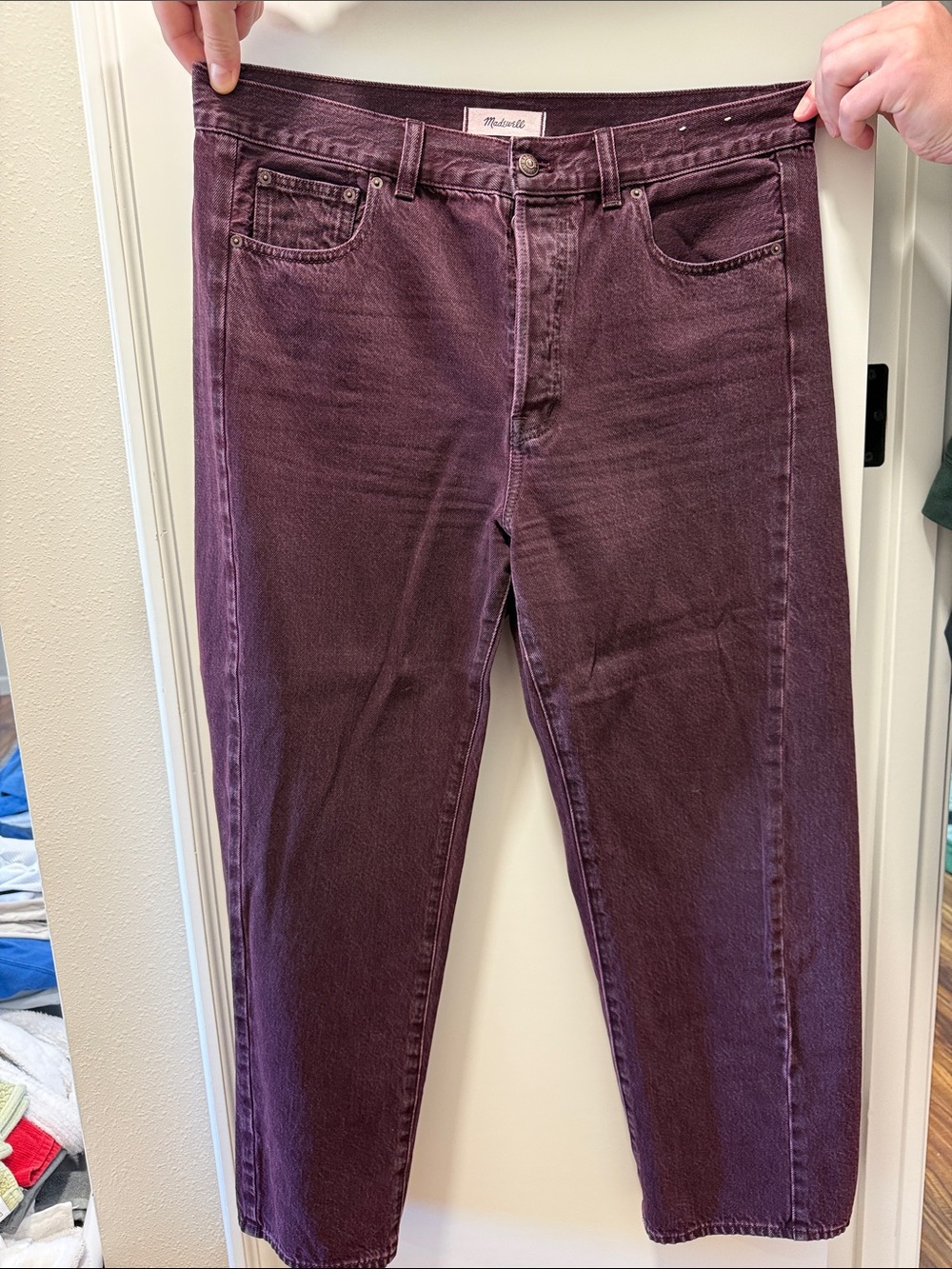 Madewell Pieced Barrel Jeans in Plum size 30